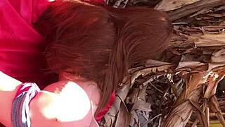 Slutty Doll Bent Over for Public Anal Toy Play Outdoors