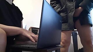 Secretary Masturbates Riskily Near Colleague in Office, Reaching Orgasm!