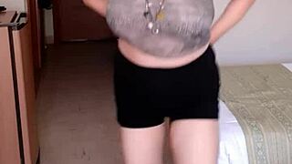 mariaold milf bounces huge tits and plays with pussy