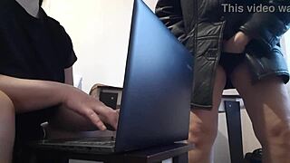 Secretary Masturbates Riskily Near Colleague in Office, Reaching Orgasm!