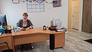 big ass bbw female boss lets janitor remove her panty. and eat her pussy in pov.