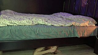 Shares Bed with Stepmom While Stepsister Hides Underneath