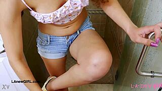 Sexy brunette model feels amazing in a steamy sensual bath