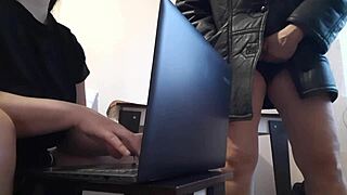 Secretary Masturbates Riskily Near Colleague in Office, Reaching Orgasm!