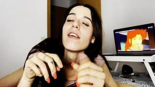 Wow, cream and milk flood her mouth in a wild cumshot scene!