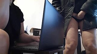 Secretary Masturbates Riskily Near Colleague in Office, Reaching Orgasm!