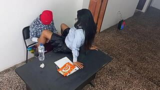 Stepfather's Secretary Slave Bent Over for Passionate BDSM Standing Sex in Dirty Office