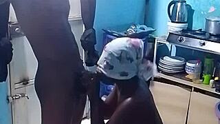 Ebony Woman With Big Tits Gets Bent Over For Doggystyle Fuck In Kitchen