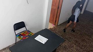 Stepfather's Secretary Slave Bent Over for Passionate BDSM Standing Sex in Dirty Office