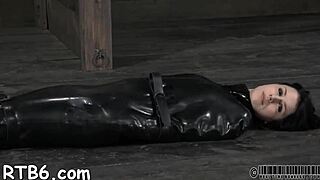 Petite 18+ Strips Nude in Steel Cage, Clothes Ripped for Domination and Cock Sucking