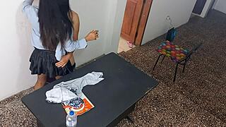 Stepfather's Secretary Slave Bent Over for Passionate BDSM Standing Sex in Dirty Office