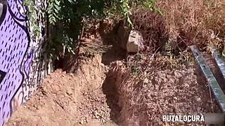 Beautiful María Sucks on the Street