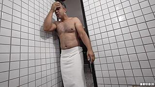 Intense humiliation as latina rides monster cock in sauna