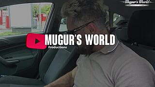 Behind the scenes, hairy Christina Santes bangs monster cock in missionary in the car