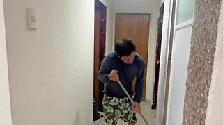 busty stepdaughter surprises perverted old stepdad with new year treat