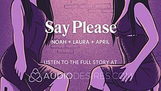 Femdom disciplines submissive boyfriend in amateur threesome for orgasm and cum