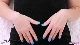 Watch this dazzling blonde model tease on the sofa?