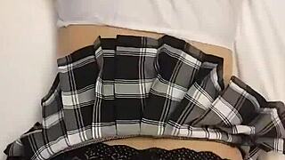 damn, i’m pounding destiny mae so hard from behind in her sexy mini skirt