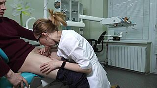 Hot Dentist with Glasses Sucking Cock for Cum in Mouth!