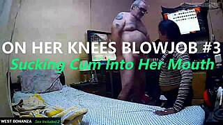 On Her Knees Blowjob 3 - Sucking Cum Into Her Mouth!
