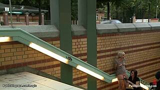 pierced pussy blonde fucked in public