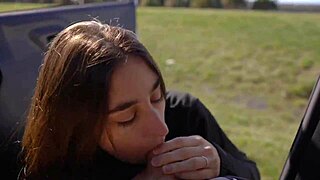 Horny teen 18+ sucked me dry on our wild road trip.