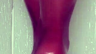 i'm teasing my nylon feet in the wet shower, they're so slippery