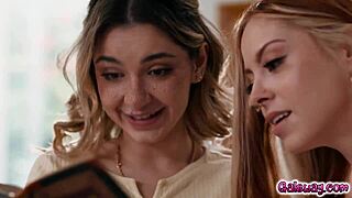 I learn lesbian basics from Demi Hawks, fingering her shaved pussy