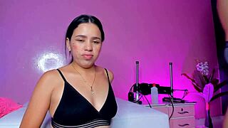 Colombian whore deepthroats monster cock in sloppy blowbang, swallowing whole