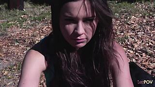 i'm a stranded brunette model hoping for help from a big-titted lez milf