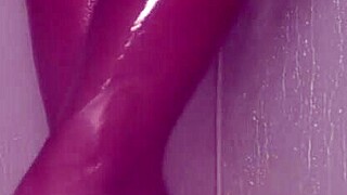 i'm teasing my nylon feet in the wet shower, they're so slippery
