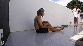 pau pegando na obra com anal e creampie na latina