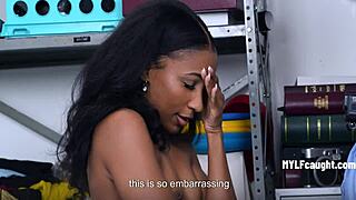 Mall cop nabs petite black masseuse stealing! 😲