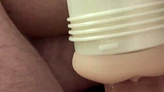 Play with New Fleshlight While Watching Porn and Jerking Off Big Dick