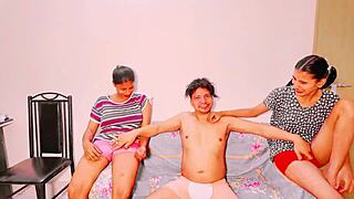 Teen Stepsisters Get Involved in Homemade Group Activity