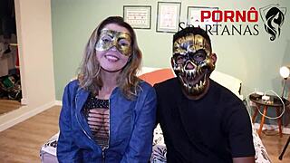 is Agatha giving a blowjob to humiliate her cuckold husband Chris?