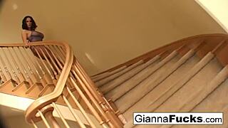 Gianna Michaels dominates in hardcore threesome with big tits.