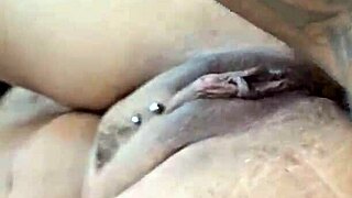 skinny beautiful blonde with braces screaming in close up during intense session with two partners