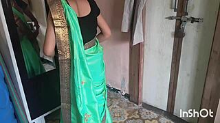 My village bhabhi Shivani stuns in green saree. She’s the hottest Indian cosplay babe on bed!