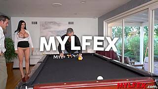mylfex secretary teases with bold moves in billiard game
