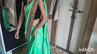 My village bhabhi Shivani stuns in green saree. She’s the hottest Indian cosplay babe on bed!