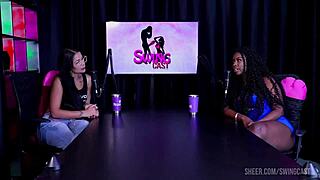 Emily Louise and Tifany Rocha in steamy Latina milf toy play in public