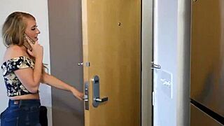 lesbo teen asks, 'want to see me ride strapon on her pussy?'