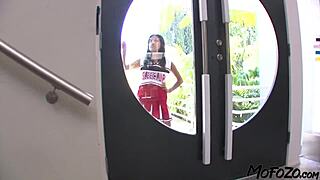 Cheerleader with Small 18+ Tits Fucks on Couch