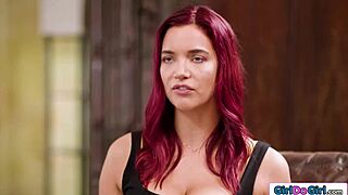 busty counselor dives into ebony client’s shaved pussy with wild licks! oh yeah!