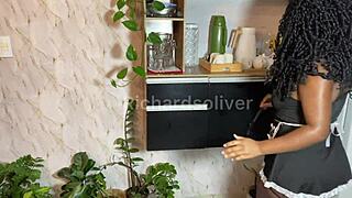 Latina employee feels big cock fucking her pussy and ass