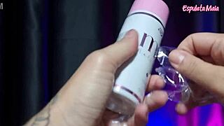 skinny latina brunette influencer testing body oils and products in asmr