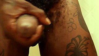 hallelujah johnson casually masturbates her big black cock in a slutty solo session