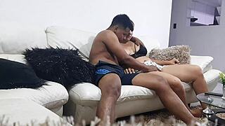 i'm watching movies with this latina slut who starts sucking my dick