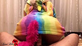 Blonde In Kigurumi Gives Handjob And Rides Huge Cock POV